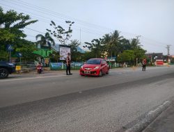 Berikan Pelayana Prima, Ditsamapta Polda Kalteng Gelar Pengaturan Lalu Lintas.