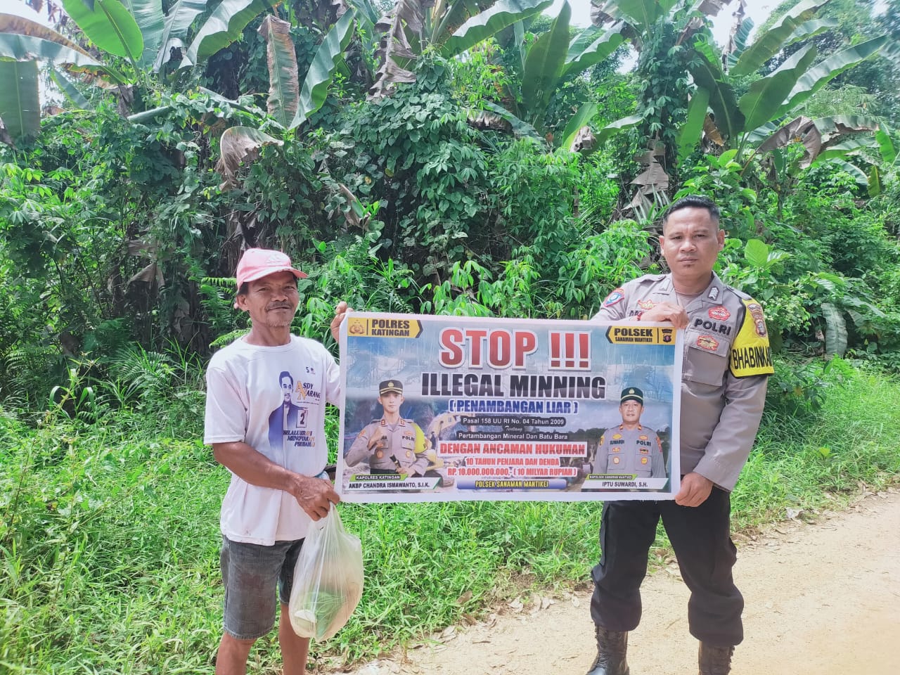 Bhabinkamtibmas Desa Tumbang Labehu Sosialisasi tentang larangan Ilegal Mining.