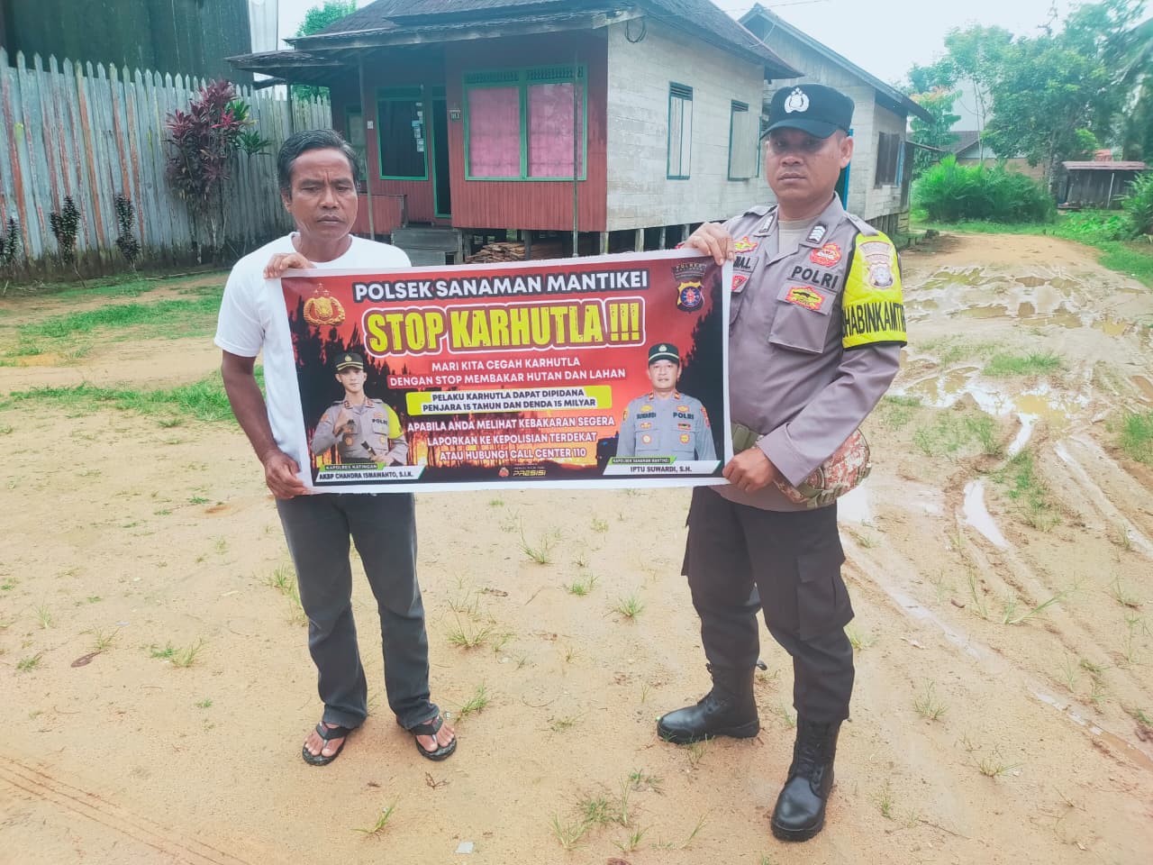 Bhabinkamtibmas Desa Tumbang Labehu Sosialisasi imbauan tentang Karhutla