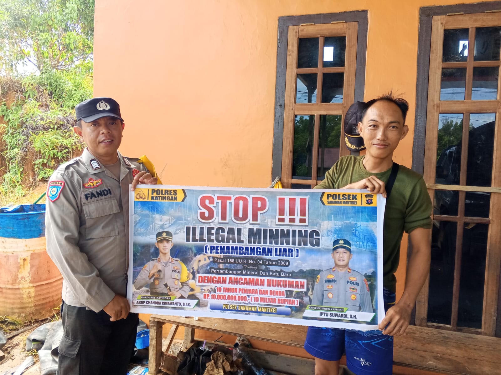 Bhabinkamtibmas Rantau Bangkiang Sosialisasi tentang larangan Ilegal Mining.