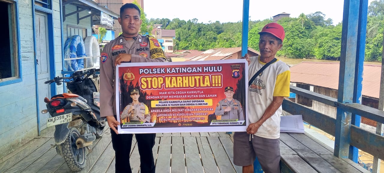 Upaya Pencegahan Kebakaran Hutan dan Lahan di Kecamatan Katingan Hulu, Bhabinkamtibmas sosialisasi kepada masyarakat.