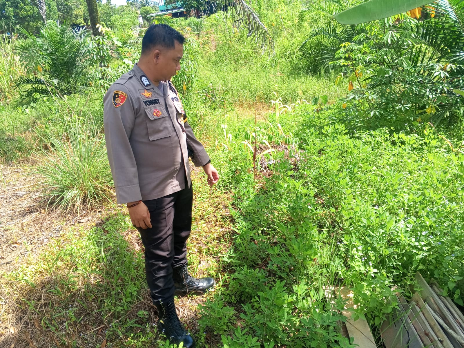 Personil Polsek Sanaman Mantikei Cek Lokasi Pemanfaatan Pekarangan Warga.