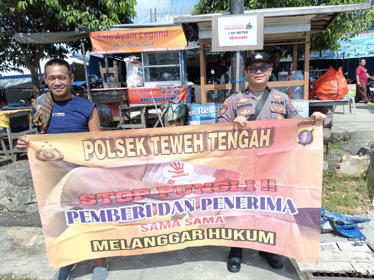 Antisipasi Tindak Pelanggaran Pungli, Personel Polsek Teweh Tengah Himbau Stop Pungli ke Warga
