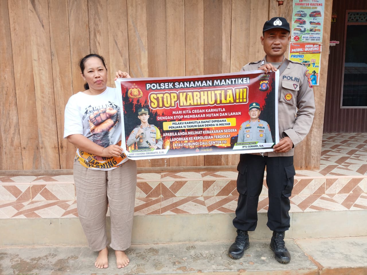 Bhabinkamtibmas Desa kamanto Sosialisasi imbauan tentang Karhutla
