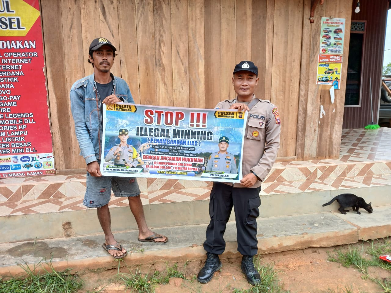 Bhabinkamtibmas Desa kamanto Sosialisasi tentang larangan Illegal Mining.