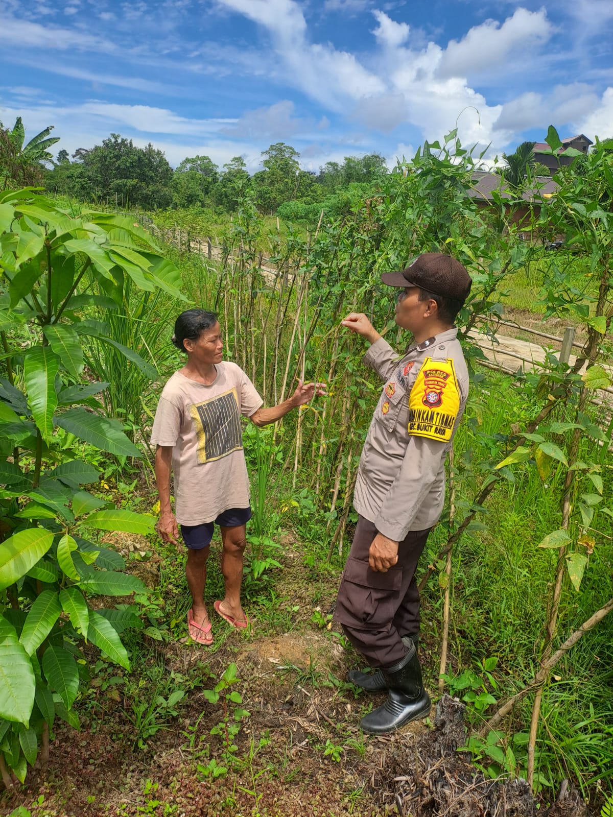 Mendukung Ketahanan Pangan, Personil Polsek Katingan Hulu dan Bukit Raya Cek Lokasi Pemanfaatan Pekarangan Warga.