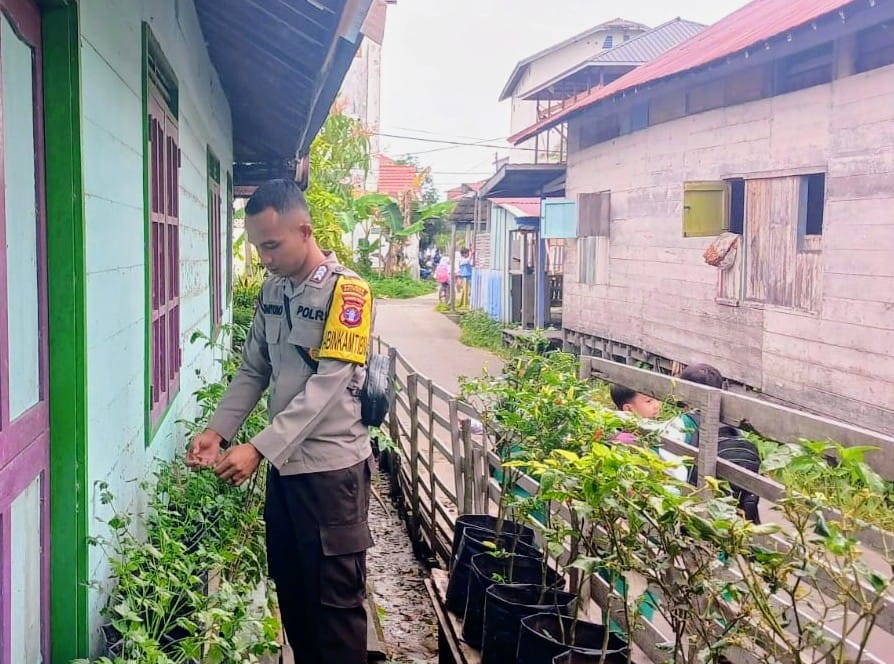 Dalam Rangka Mendukung Program Ketahanan Pangan,Personil Polsek Katingan Kuala Rutin Melakukan Pengecekan Lokasi Pemanfaatan Lahan Pekarangan Warga