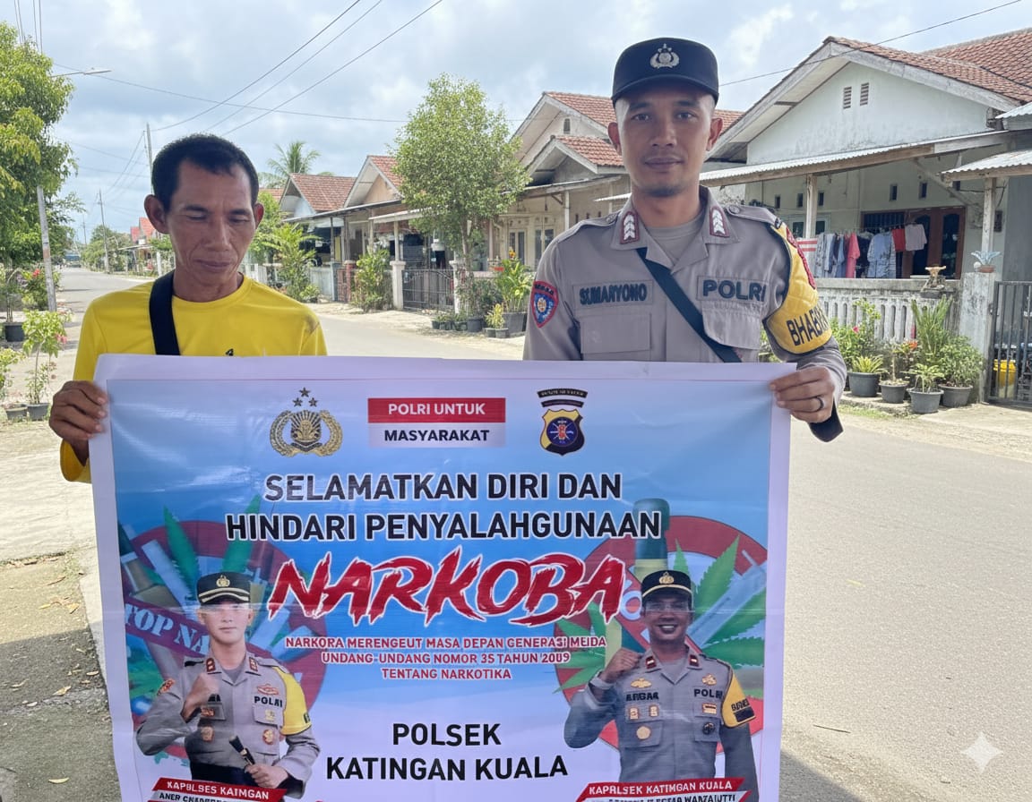 Personil Polsek Katingan Kuala Sosialisasi Tentang Bahaya Narkoba Serta Menghimbau Masyarakat Untuk Tidak Menggunakan dan Menjauhi Narkoba