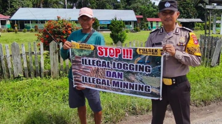 Cegah Kerusakan Lingkungan Polsek Tewang Sangalang Garing dan Pulau Malan Sampaikan Imbauan Ilegal Logging dan Ilegal Minning