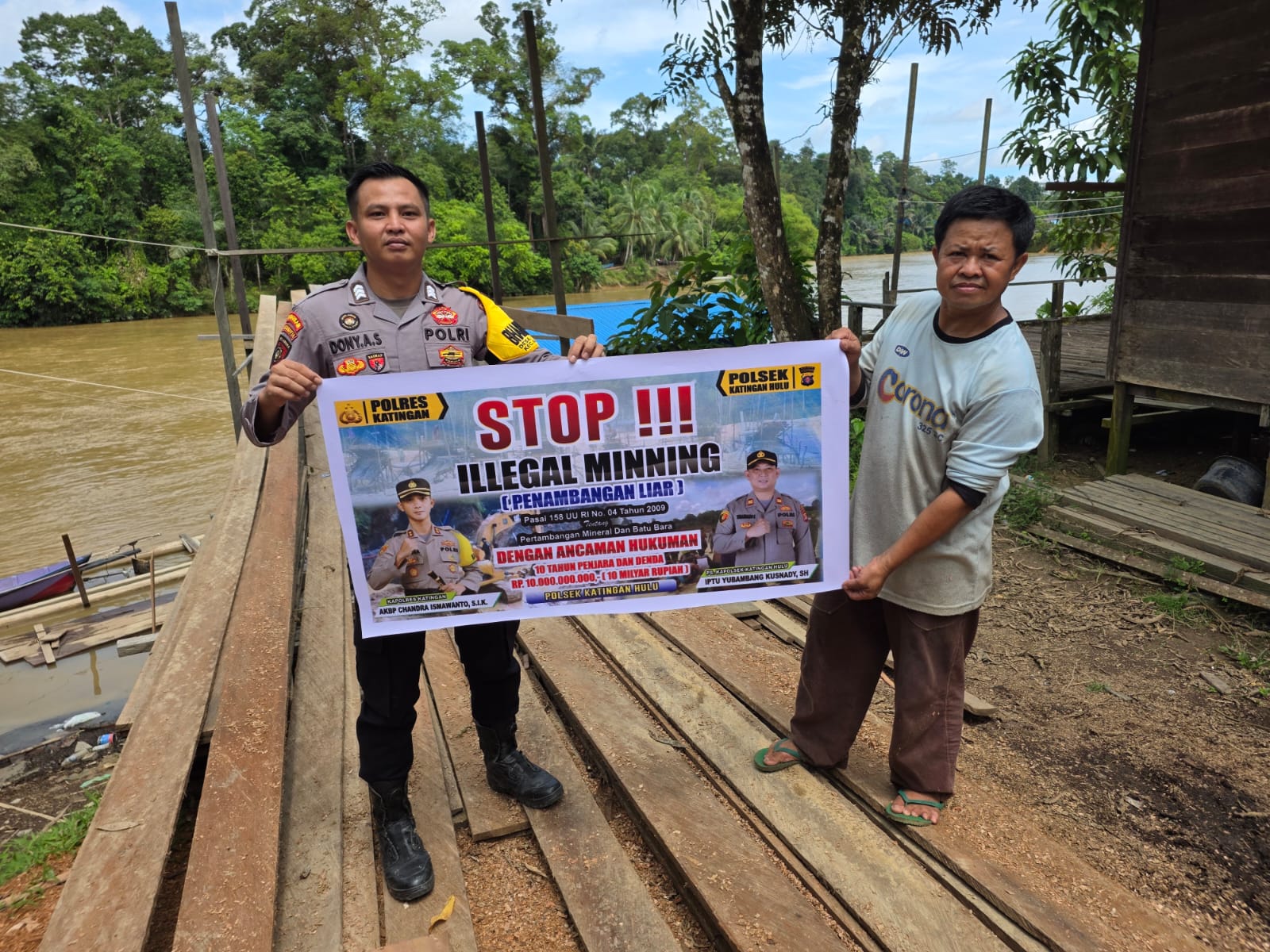 Bhabinkamtibmas Kec. Katingan Hulu dan Bukit Raya Sosialisasi tentang larangan Ilegal Mining.