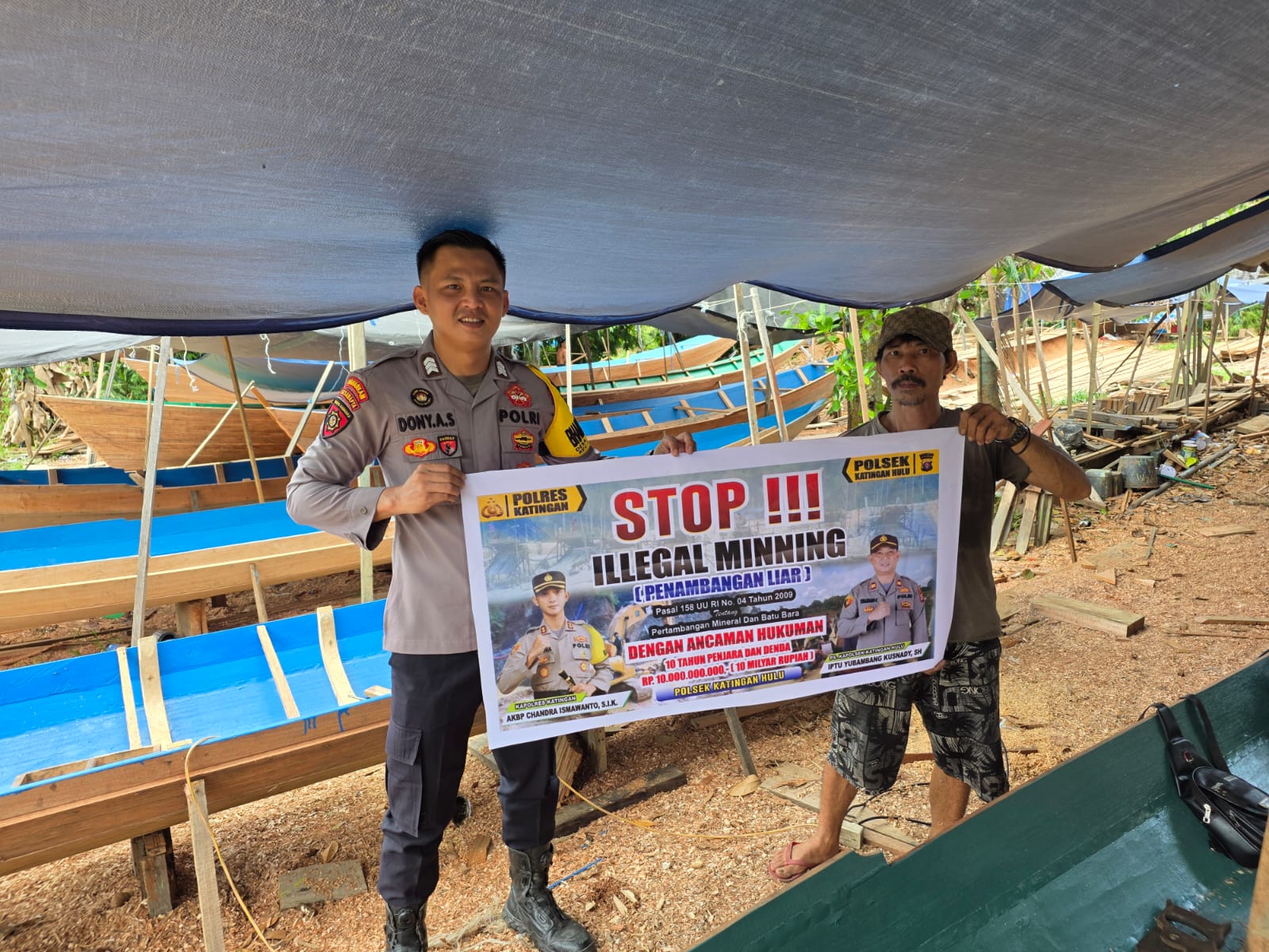 Bhabinkamtibmas Kec. Katingan Hulu dan Bukit Raya Sosialisasi tentang larangan Ilegal Mining.