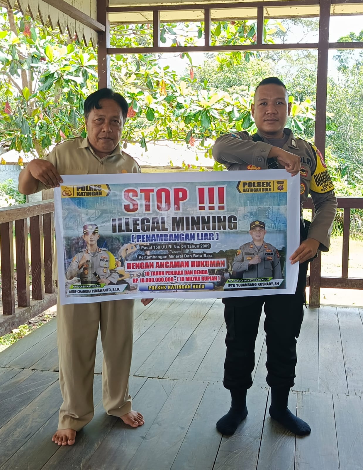 ‎Upaya pencegahan Penambangan Emas Tanpa Ijin (PETI) di Kecamatan Katingan Hulu dan Bukit Raya, Bhabinkamtibmas sosialisasi kepada masyarakat.