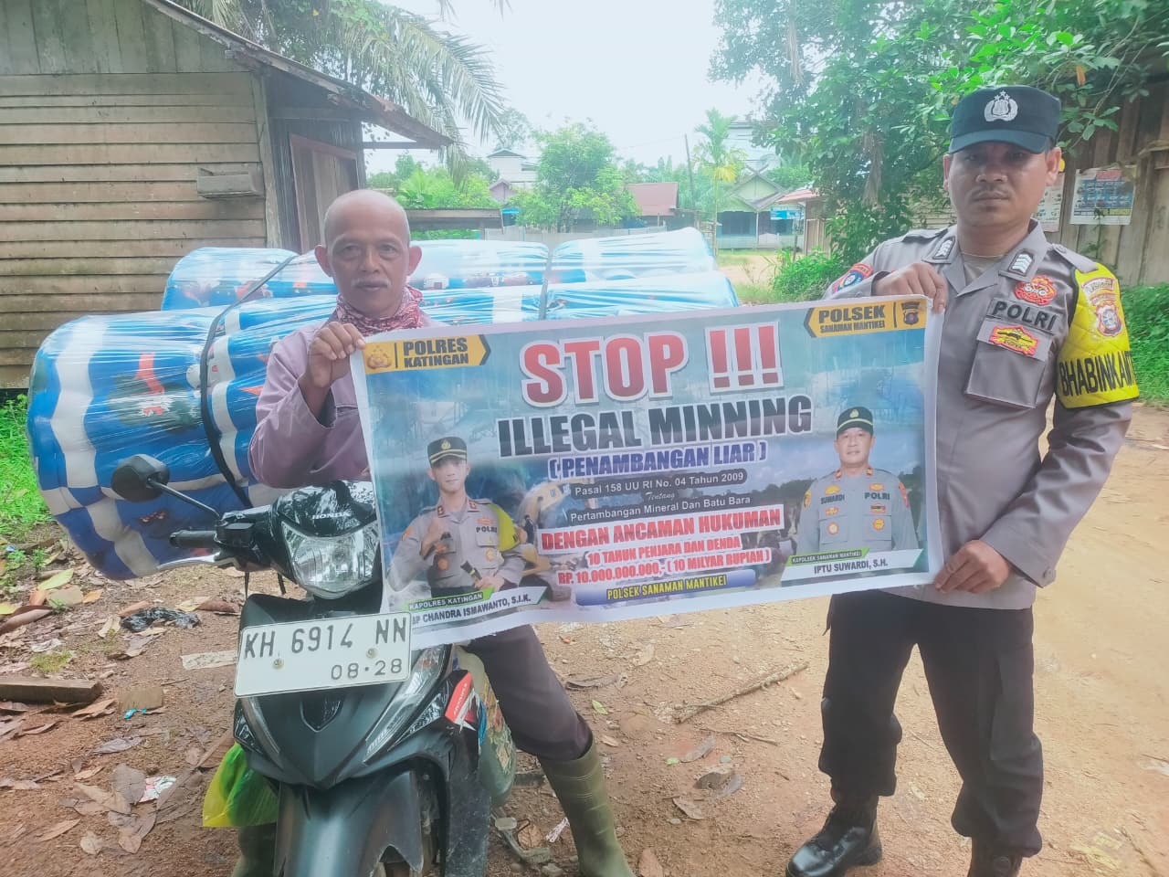 Bhabinkamtibmas Desa Tumbang Labehu Sosialisasi tentang larangan Ilegal Mining.