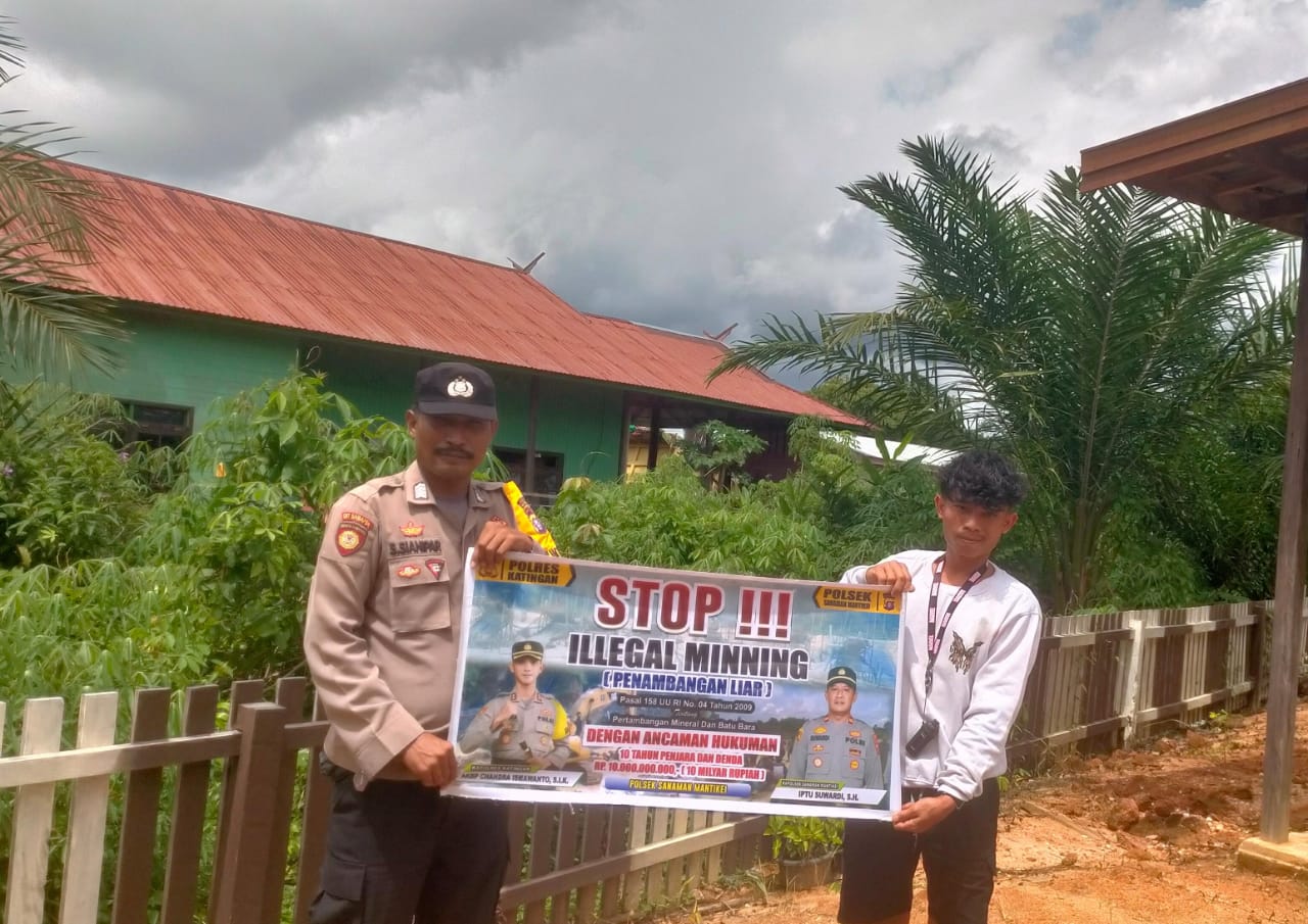 Bhabinkamtibmas Desa Tumbang Jala Sosialisasi tentang larangan Illegal Mining.