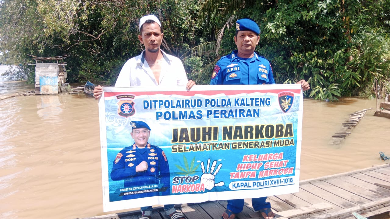 Demi mencegah potensi gangguan Kamtibmas personel Ditpolairud Polda Kalteng menghimbau masyarakat untuk jauhi narkoba