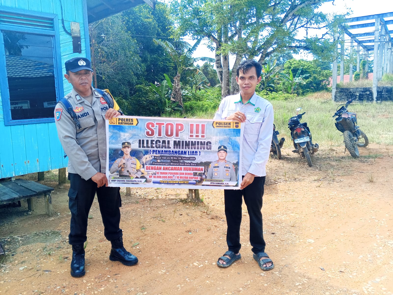 Bhabinkamtibmas Rantau Bangkiang Sosialisasi tentang larangan Ilegal Mining.