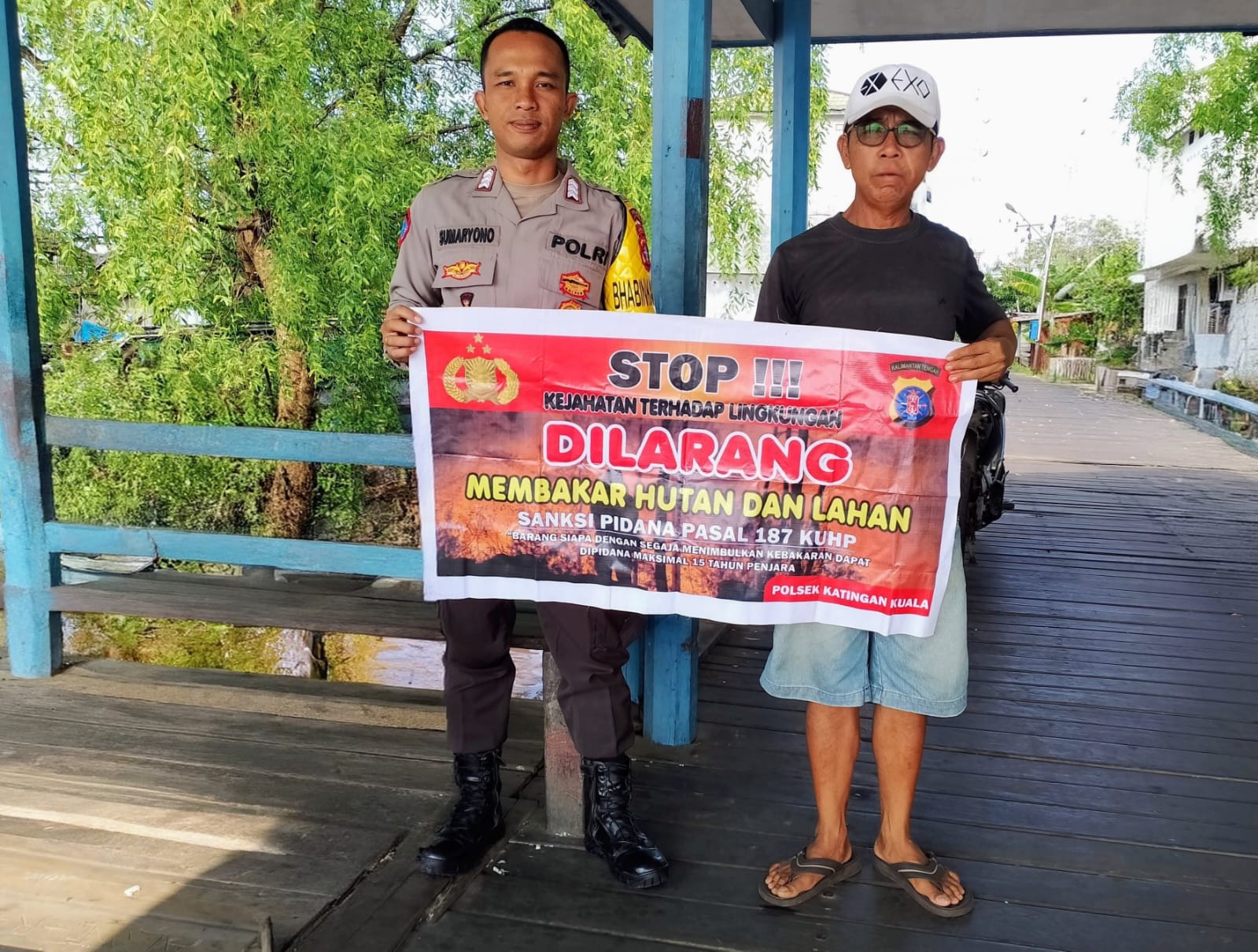 Cegah Kejahatan Terhadap Lingkungan, Bhabinkamtibmas Polsek Katingan Kuala Himbau Masyarakat Untuk Tidak Membakar Hutan dan Lahan