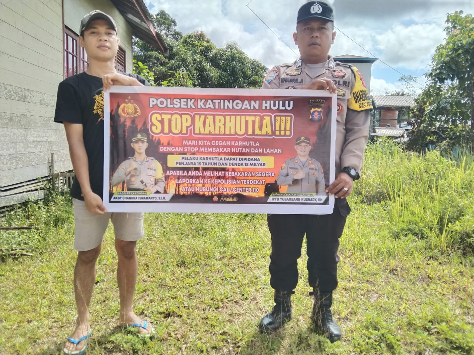 Upaya Pencegahan Kebakaran Hutan dan Lahan di Kecamatan Katingan Hulu, Bhabinkamtibmas sosialisasi kepada masyarakat.