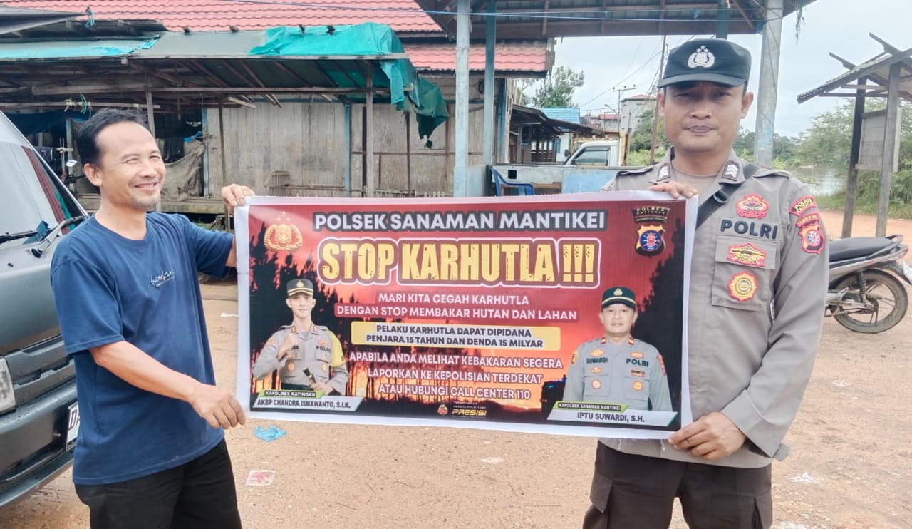 Bhabinkamtibmas Desa kamanto Sosialisasi imbauan tentang Karhutla