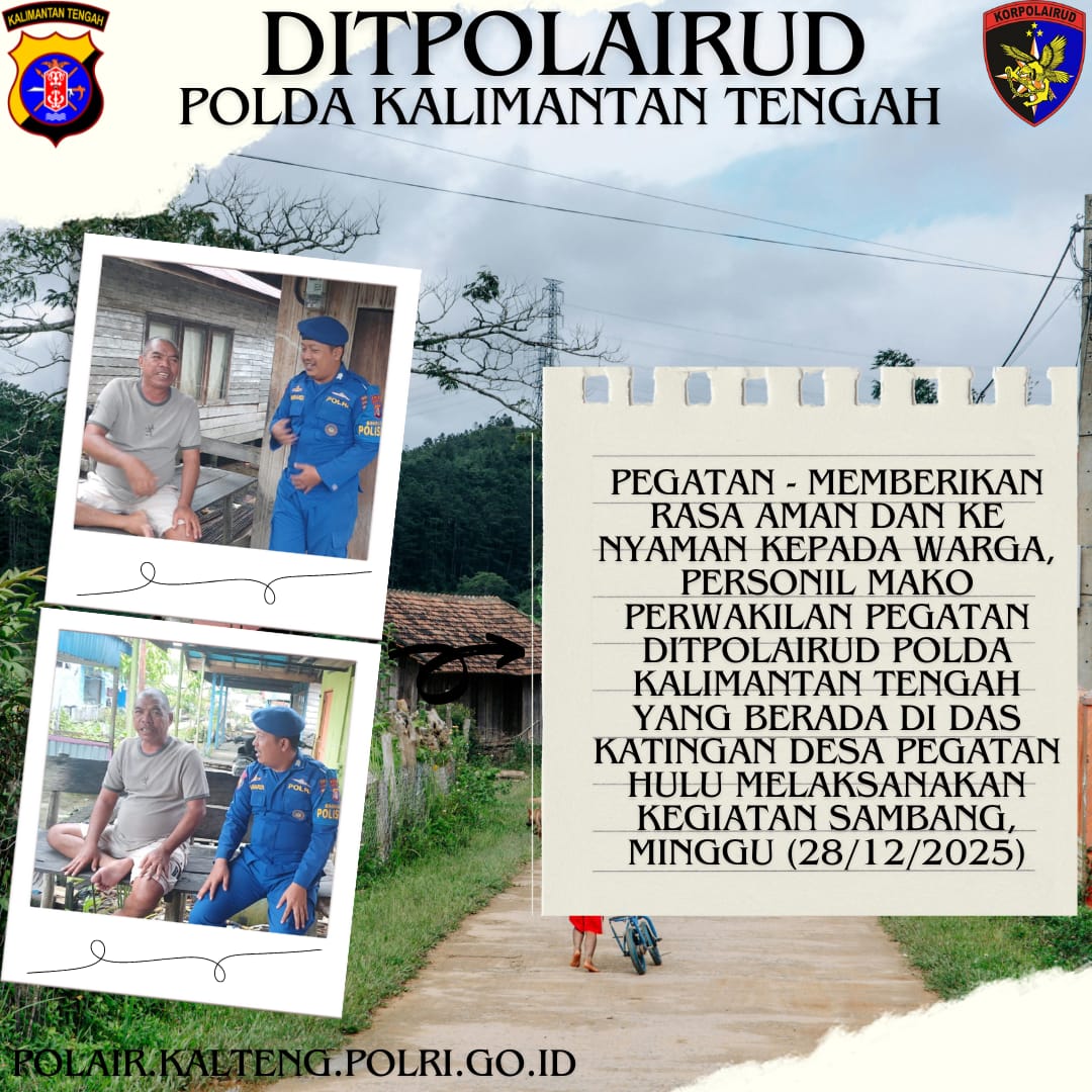 Ditpolairud Laksanakan Sambang Di Desa Pegatan Hulu Guna Mengantisipasi Kamtibmas Dan Ke Amanan Masyarakat Di Das Katingan