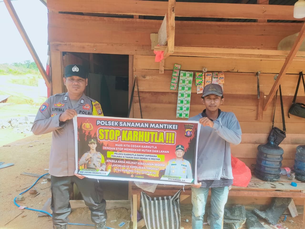 Bhabinkamtibmas Desa Tumbang Labehu Sosialisasi imbauan tentang Karhutla