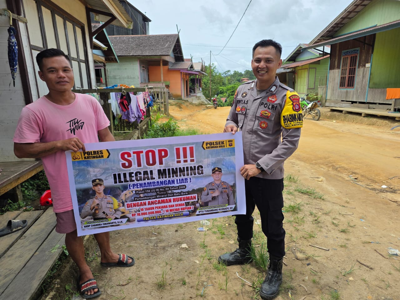 Bhabinkamtibmas Kec. Katingan Hulu dan Bukit Raya Sosialisasi tentang larangan Ilegal Mining.