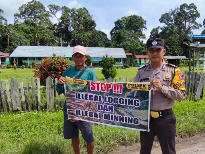 Polsek Tewang Sangalang Garing dan Pulau Malan Minta Warga Tidak Melakukan Aktivitas Ilegal Logging dan Ilegal Minning