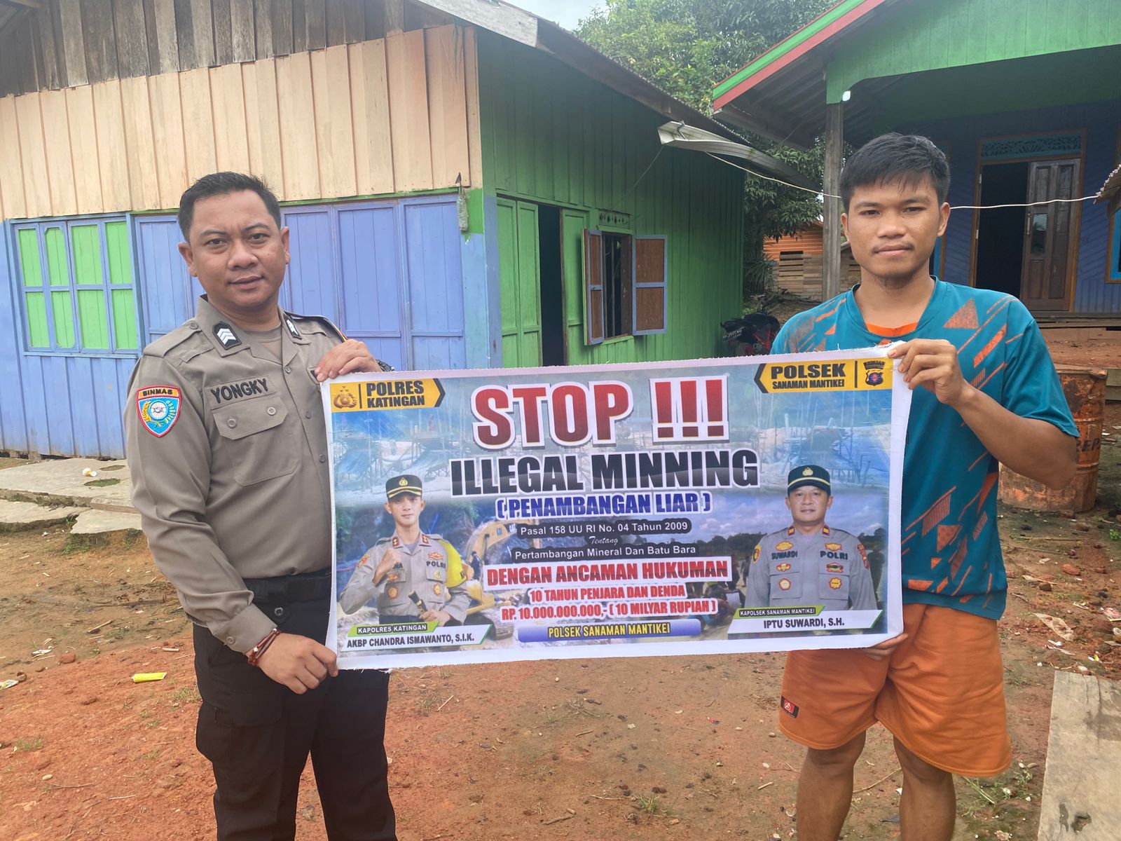 Bhabinkamtibmas Desa Tumbang Atei Sosialisasi tentang larangan Illegal Mining.