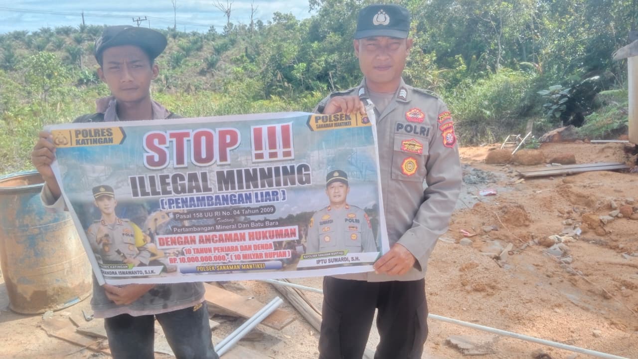 Bhabinkamtibmas Desa kamanto Sosialisasi tentang larangan Illegal Mining.