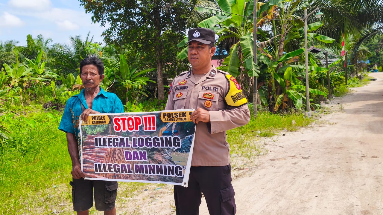 Cegah Kerusakan Lingkungan Polsek Tewang Sangalang Garing dan Pulau Malan Sampaikan Imbauan Ilegal Logging Ilegal Minning.