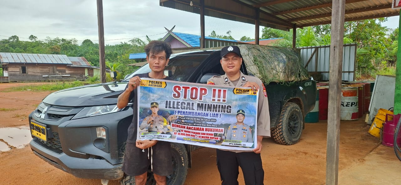 Bhabinkamtibmas Desa Tumbang Baraoi Sosialisasi tentang larangan Ilegal Mining.