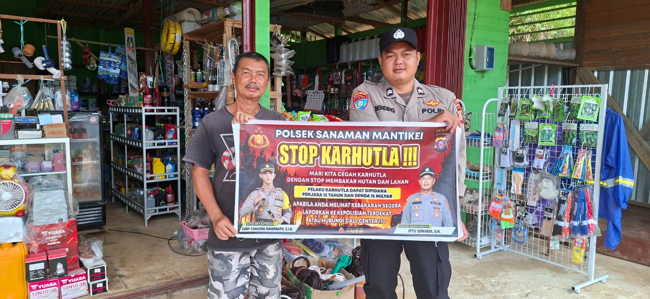 Bhabinkamtibmas Desa Tumbang Baraoi Sosialisasi imbauan tentang Karhutla