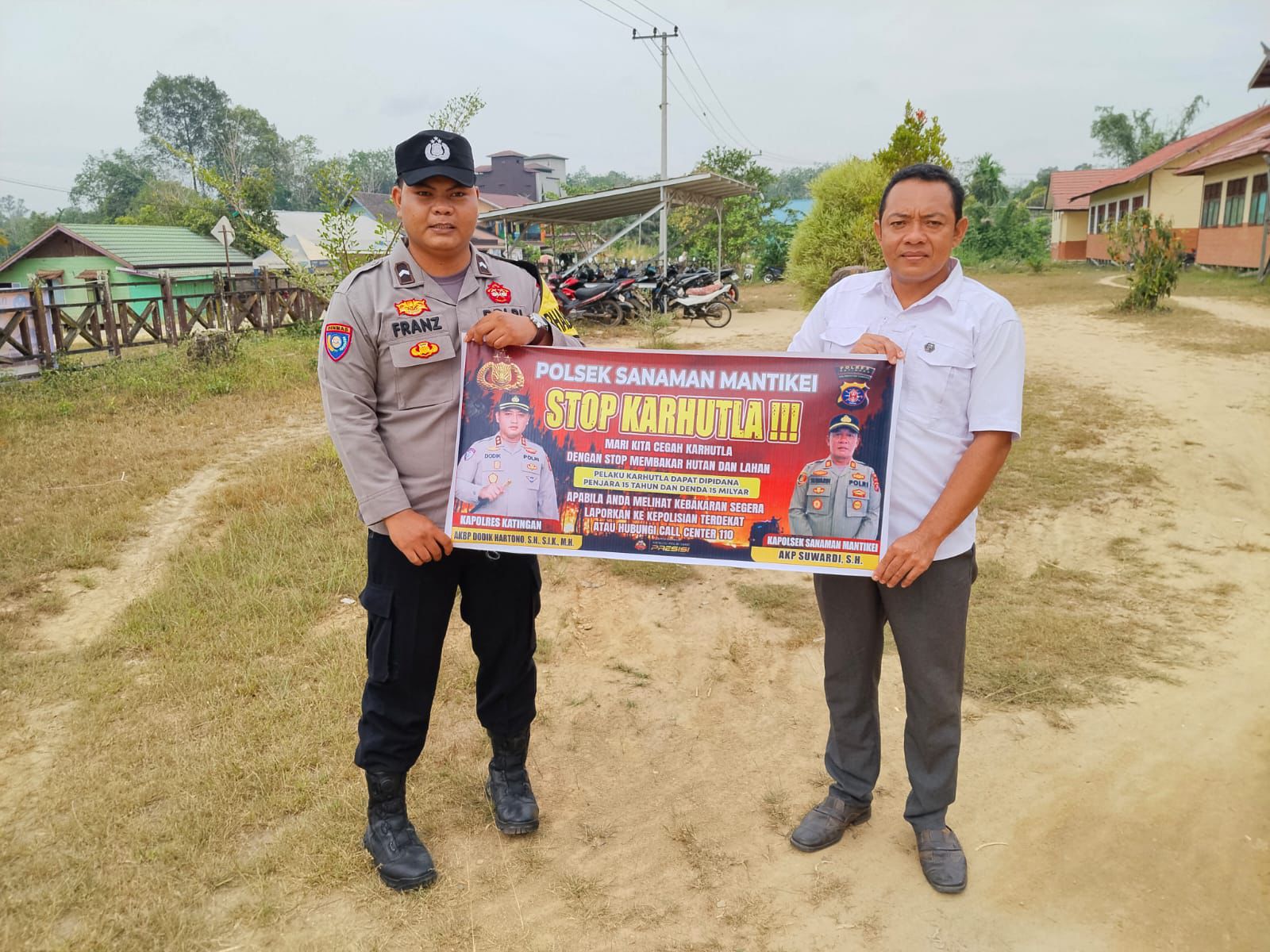 Bhabinkamtibmas Desa Tumbang Kaman Sosialisasi imbauan tentang Karhutla