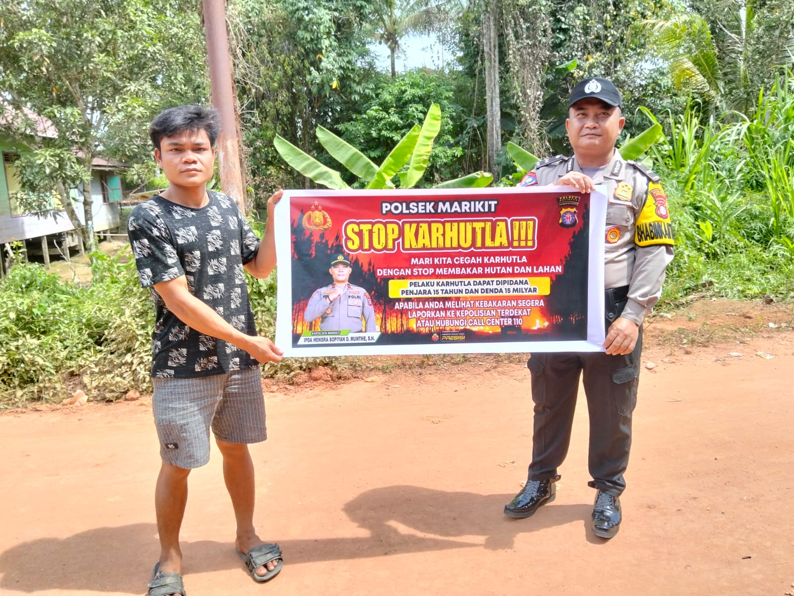 Bhabinkamtibmas Desa Tumbang Kaman Sosialisasi imbauan tentang Karhutla