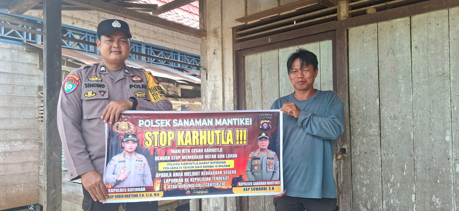 Bhabinkamtibmas Desa Tumbang Baraoi Sosialisasi imbauan tentang Karhutla