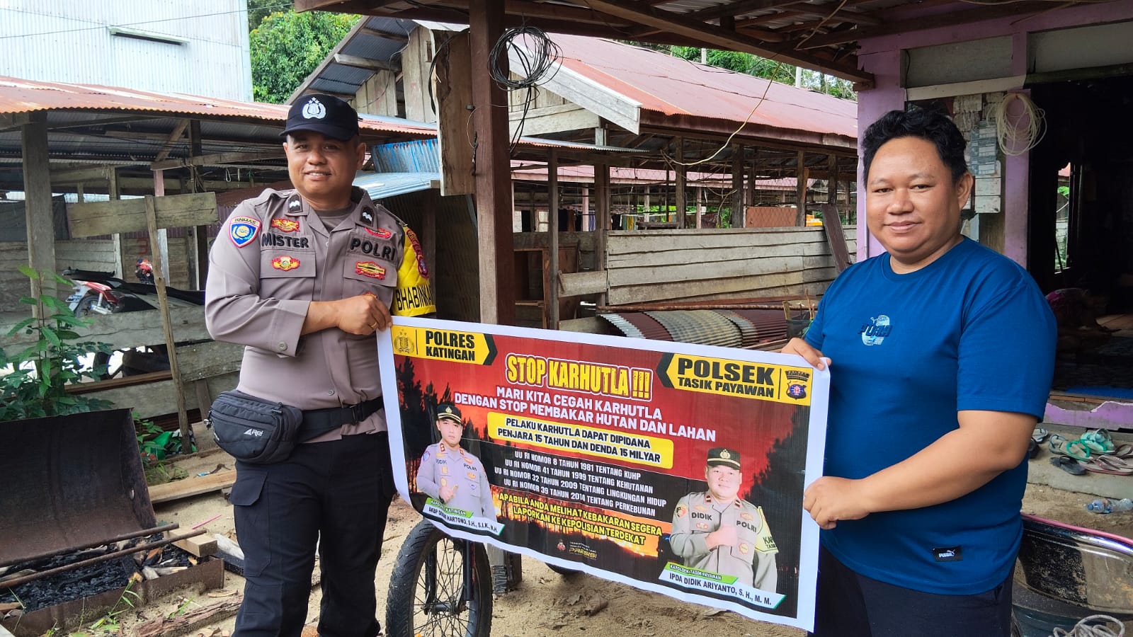 Bhabinkamtibmas Desa jehanjang Sosialisasi imbauan tentang Karhutla