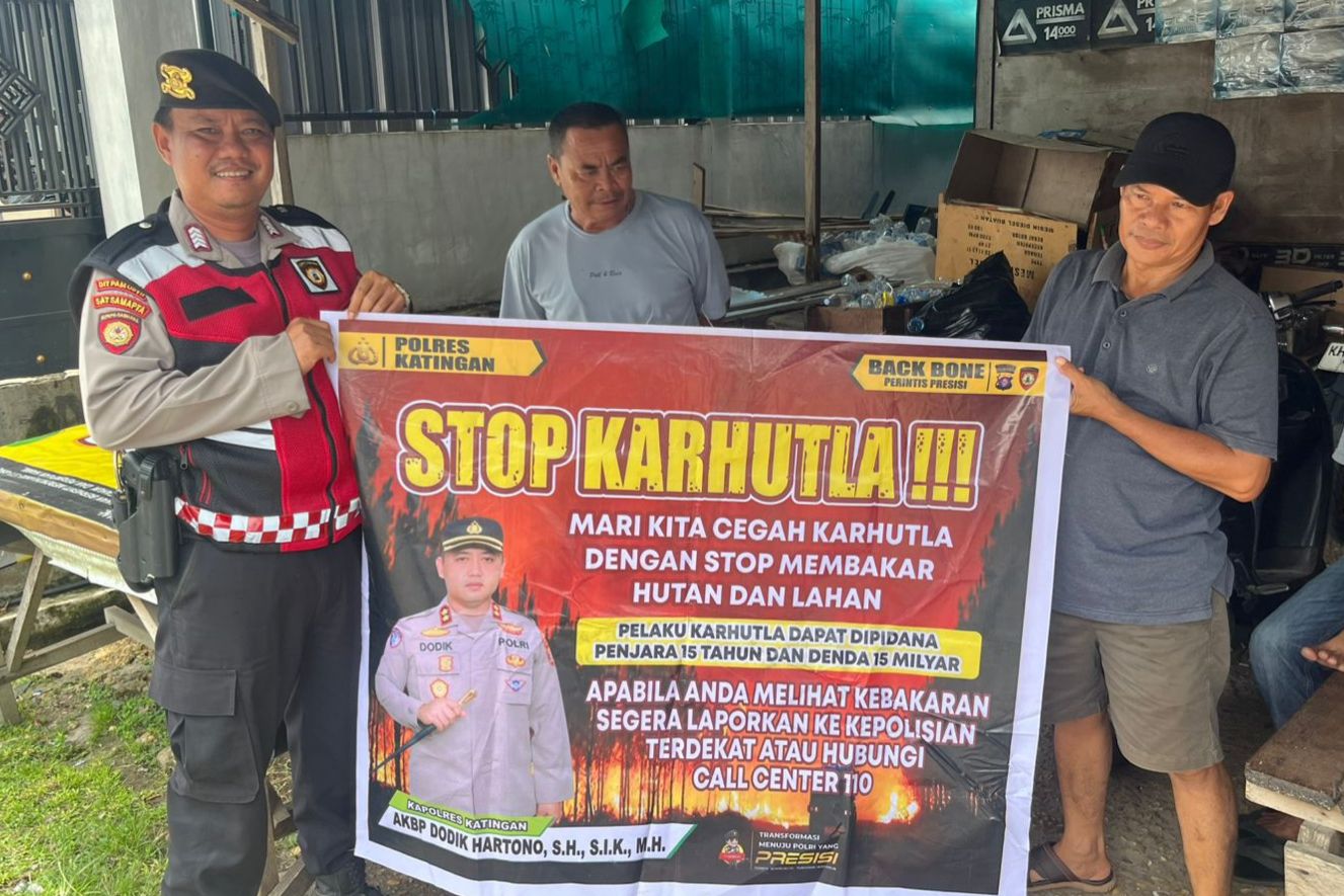Sat.Samapta Polres Katingan Rutin Sosialisasi Karhutla kepada masyarakat.
