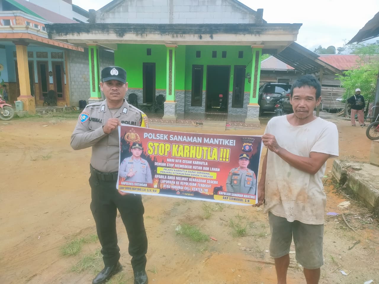 Bhabinkamtibmas Desa Tumbang Labehu Sosialisasi imbauan tentang Karhutla