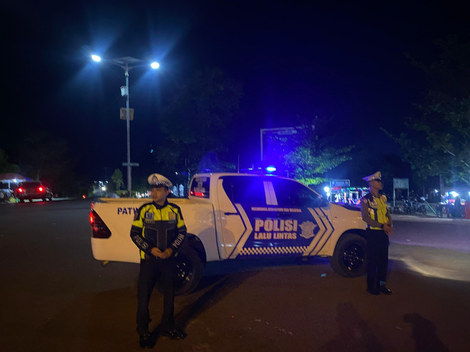 Piket Lantas Patroli Blue Light Polres Lamandau di Malam Hari