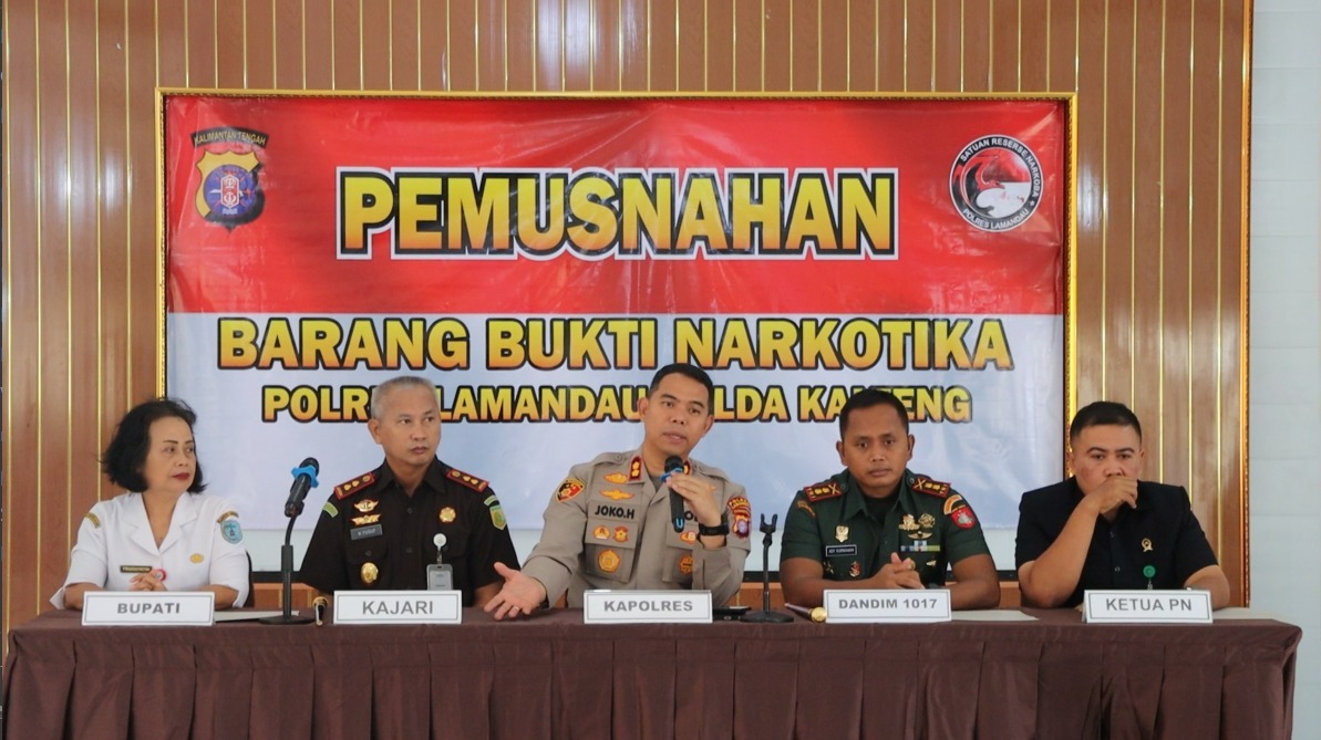 Komitmen Berantas Narkoba, Kapolres Lamandau Pimpin Langsung Pemusnahan Barang Bukti Kasus Narkotika