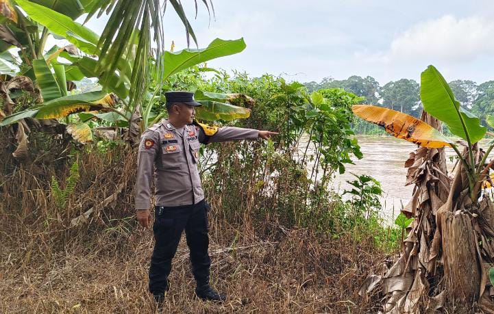Deteksi Banjir, Polsek Tewang Sangalang Garing dan Pulau Malan Cek Ketinggian Debit Air