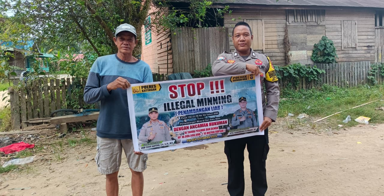Upaya pencegahan Penambangan Emas Tanpa Ijin (PETI) di Kecamatan Katingan Hulu dan Bukit Raya, Bhabinkamtibmas sosialisasi kepada masyarakat.