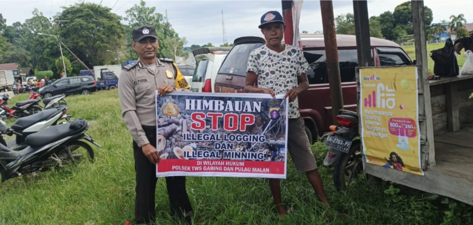 Polsek Tws Garing dan Pulau Malan rutin sosialisasi larangan ilegal Meaning dan ilegal Logging.