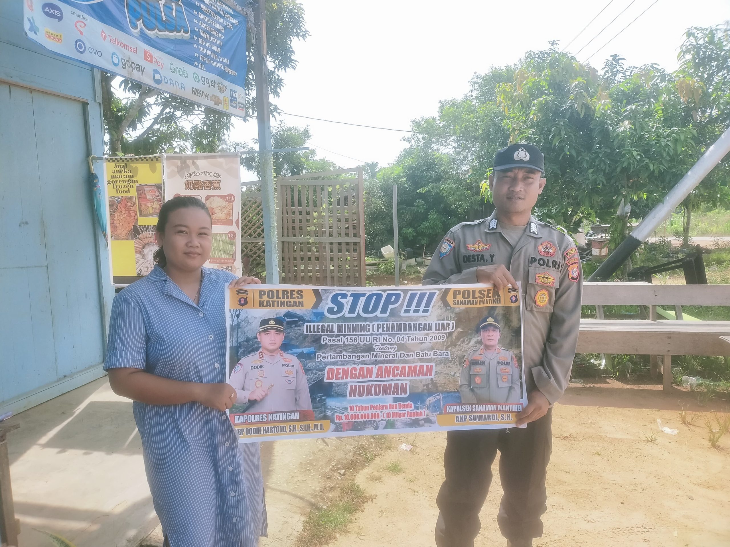 Bhabinkamtibmas Desa kamanto Sosialisasi tentang larangan Illegal Mining.