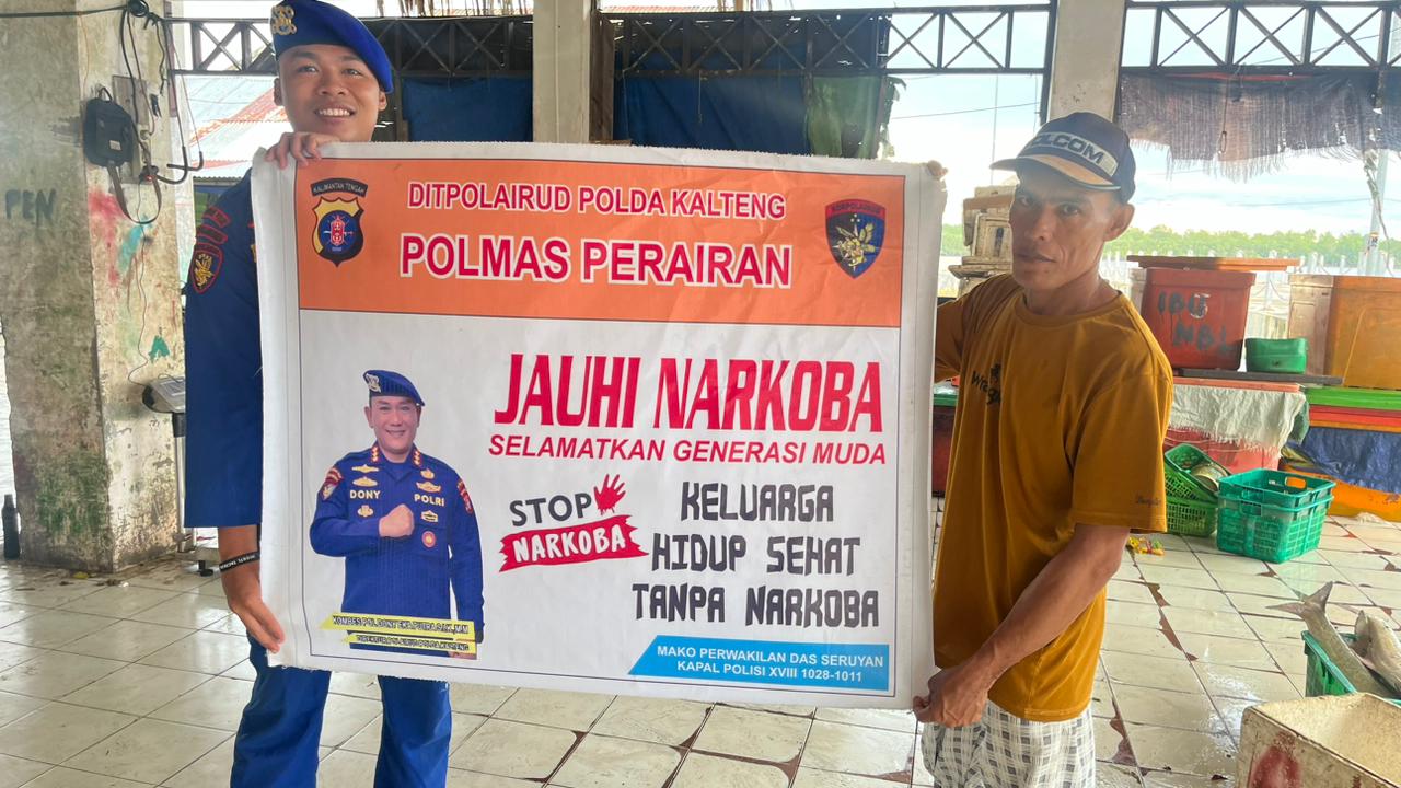 Demi mencegah potensi gangguan Kamtibmas personel Ditpolairud Polda Kalteng menghimbau masyarakat untuk jauhi narkoba