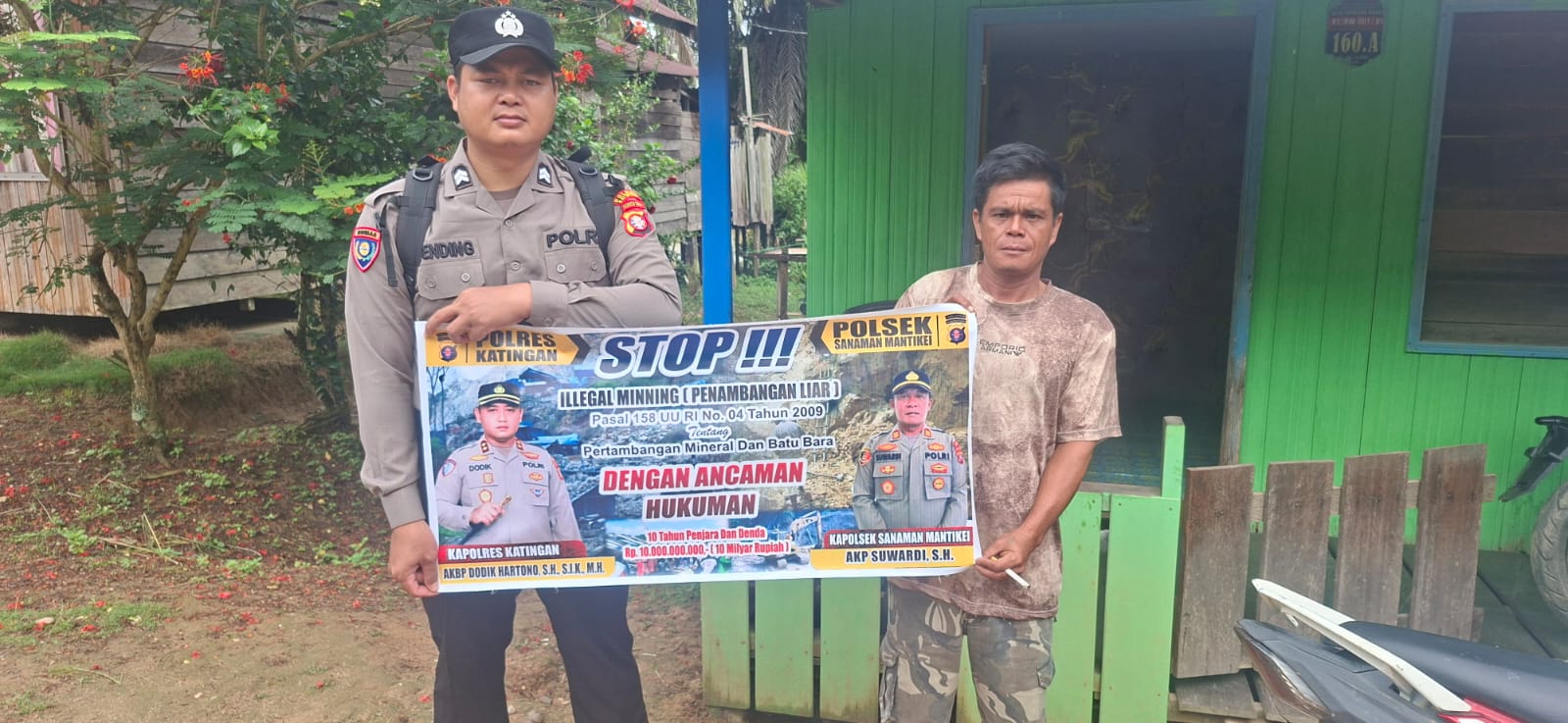 Bhabinkamtibmas Desa Tumbang Baraoi Sosialisasi tentang larangan Ilegal Mining.