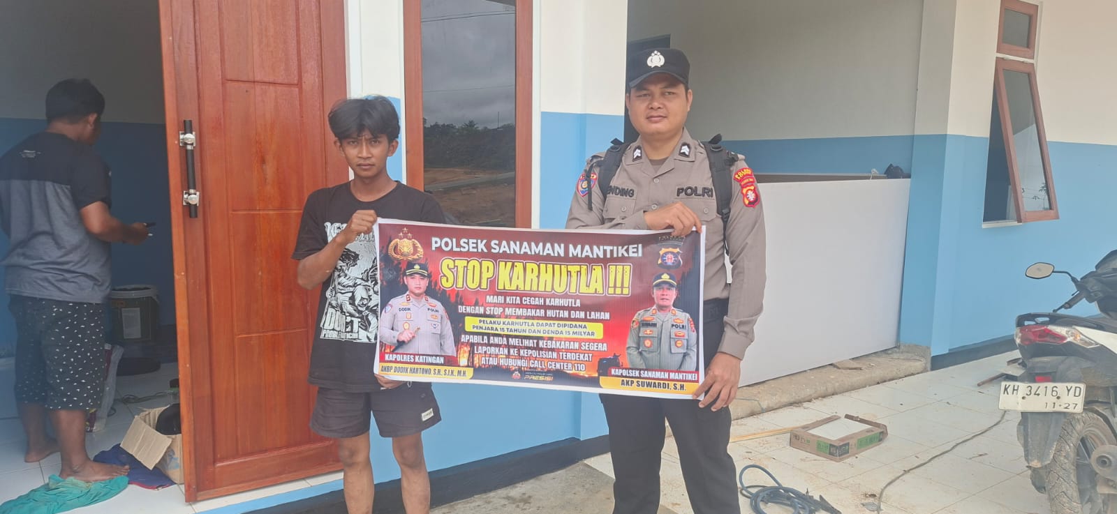 Bhabinkamtibmas Desa Tumbang Baraoi Sosialisasi imbauan tentang Karhutla