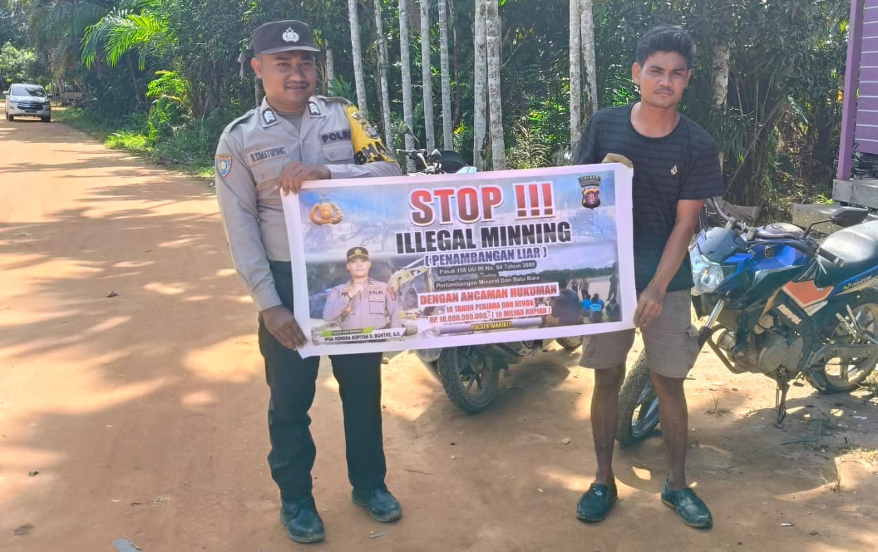 Upaya pencegahan Penambangan Emas Tanpa Ijin (PETI) di Kecamatan Katingan Hulu dan Bukit Raya, Bhabinkamtibmas sosialisasi kepada masyarakat.