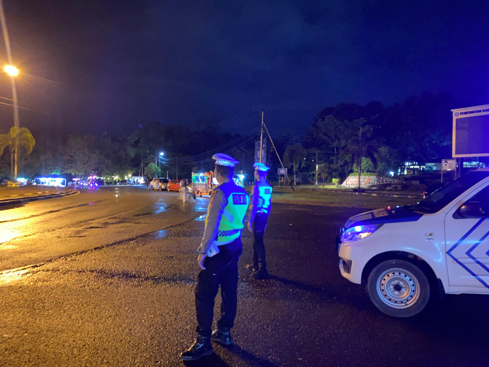 Piket Lantas Patroli Blue Light Polres Lamandau di Malam Hari