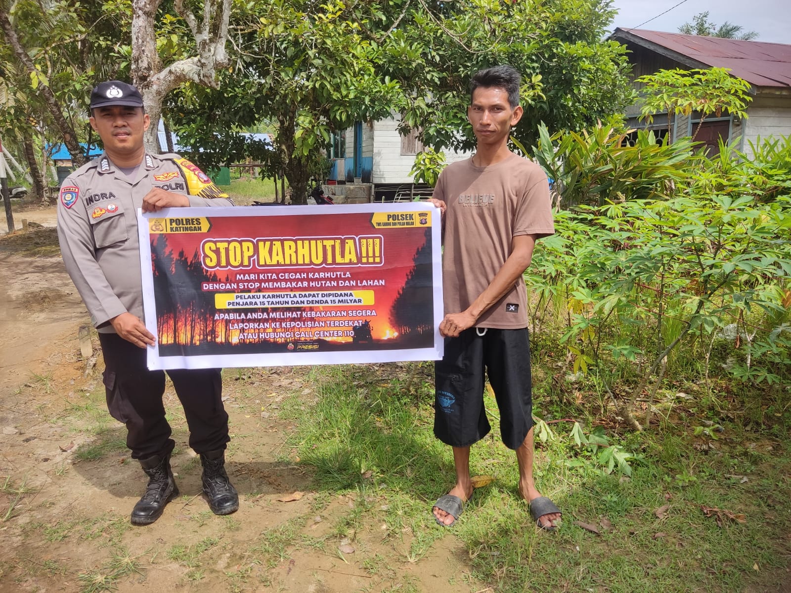 Ciptakan lingkungan sehat Polsek Tws Garing dan Pulau Malan sosialisasi Stop Karhutla.